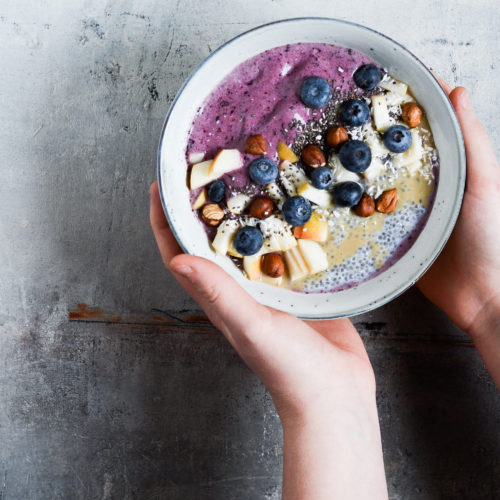 blåbærsmoothie med chiagrød