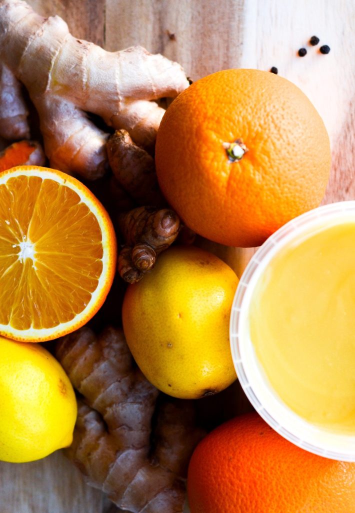 ingefærshot med appelsin, gurkemeje og citron