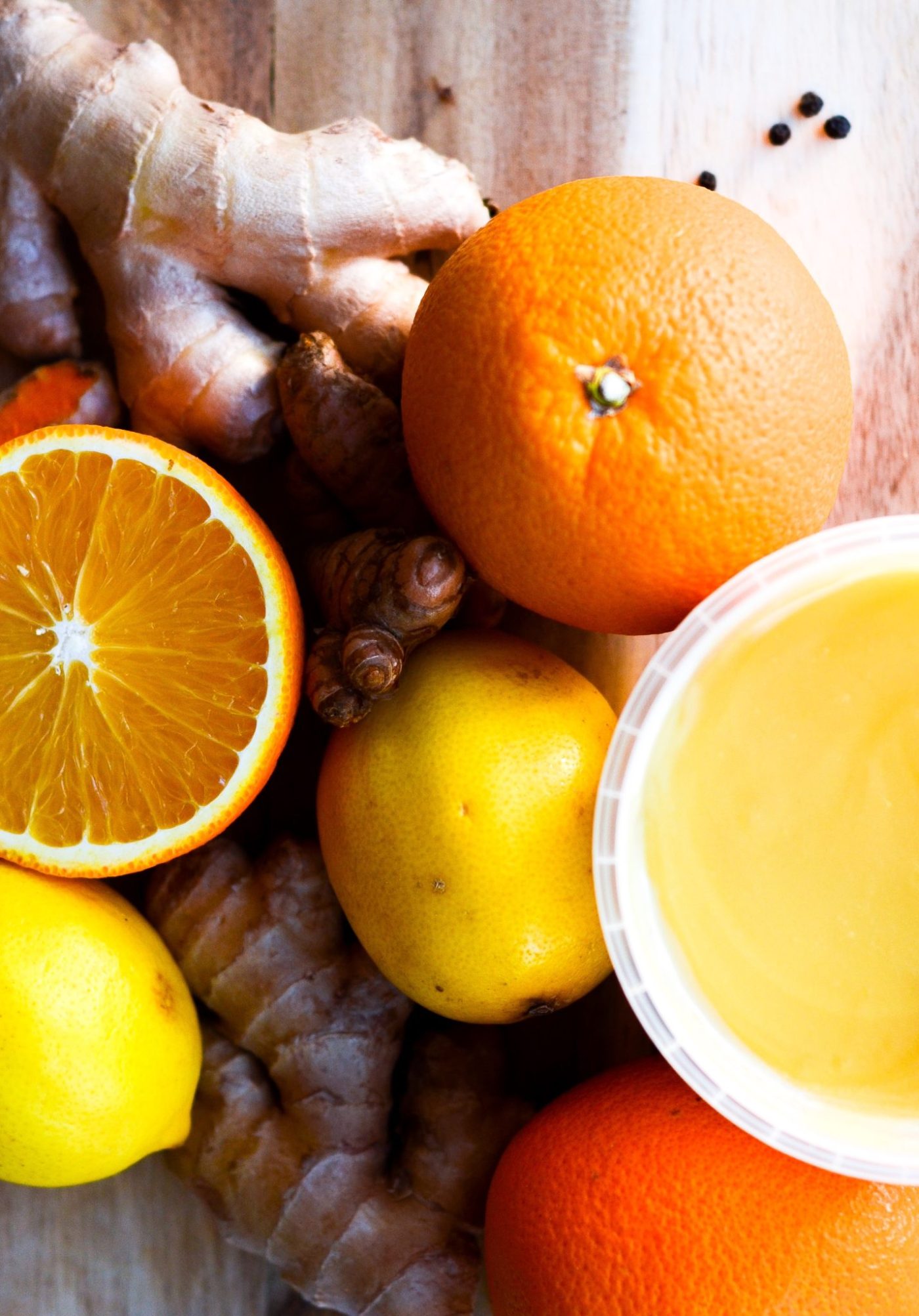 ingefærshot med appelsin, gurkemeje og citron